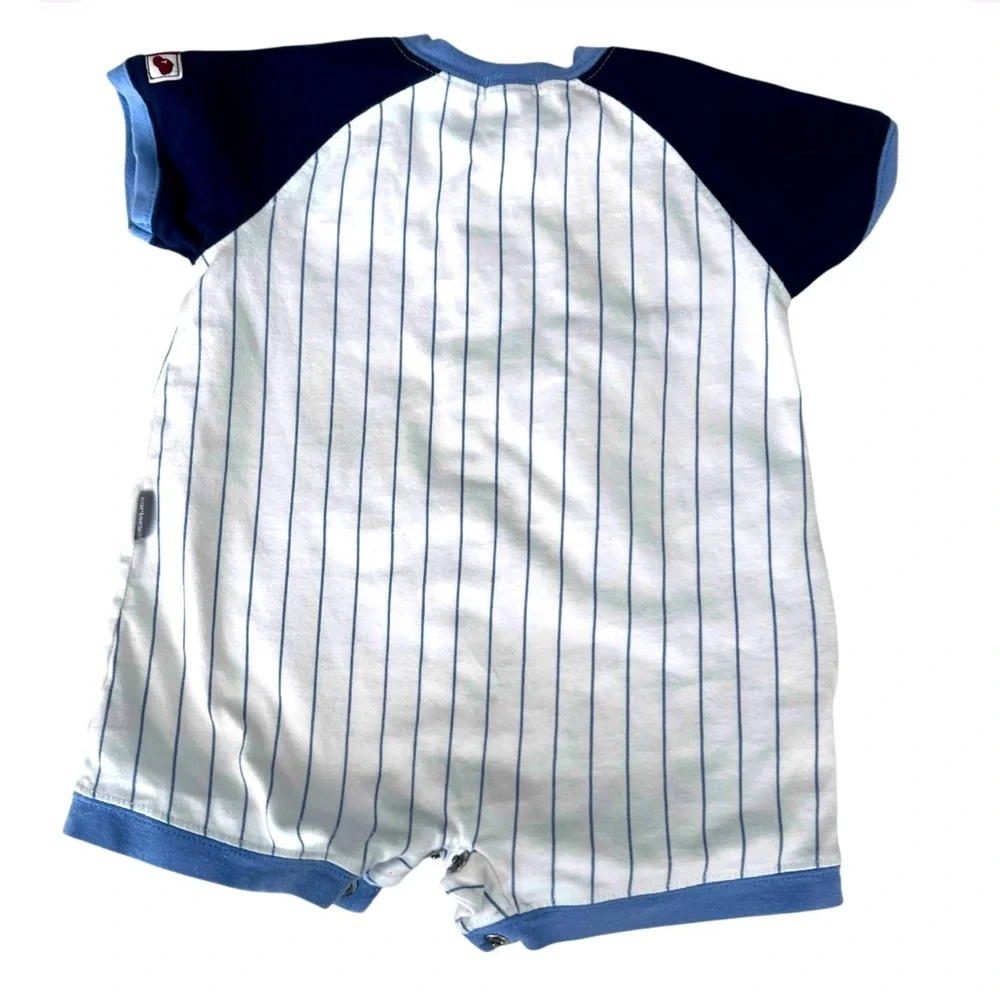 Carters Baby All Star Baseball Romper | Blue Stripe | Snap Front | Infant Outfit